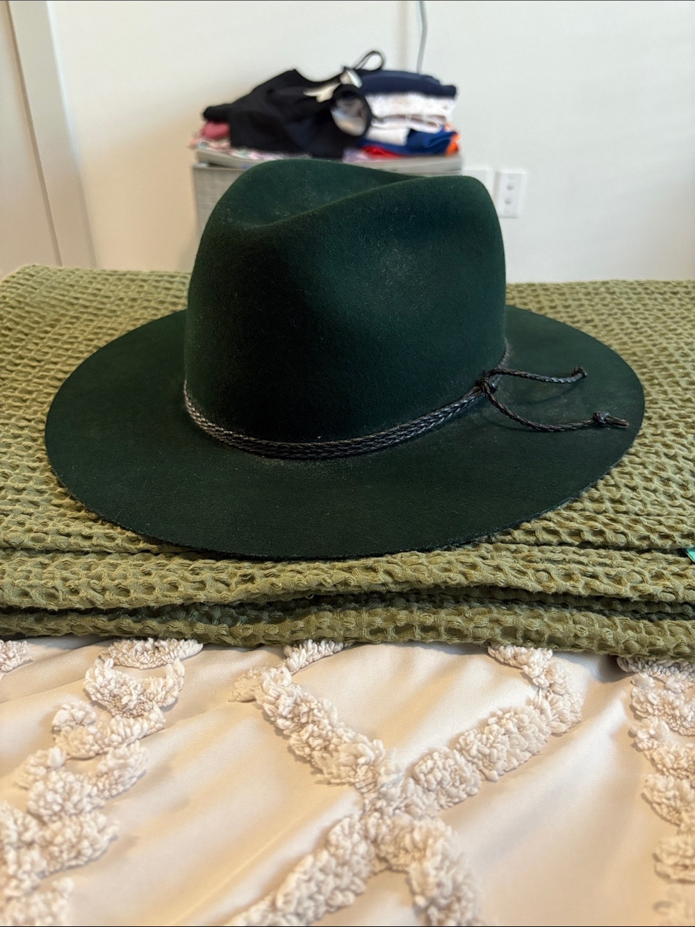 Goorin Bros Dark Green Wool Rancher Hat with Braided Band